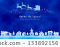 Santa Claus and reindeer on a starry winter night fantasy landscape 133892156