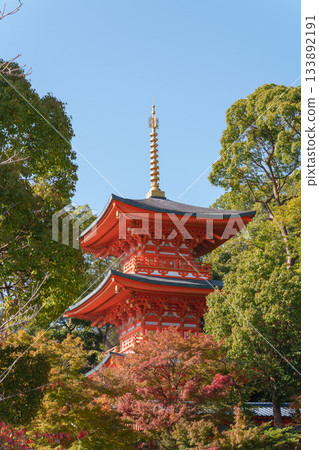秋天的神戶、須磨寺、三層寶塔和秋葉 秋天的神戶、須磨寺、三層寶塔和秋葉 133892191