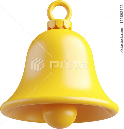 Shiny Gold Christmas Bell 3D Icon Shiny Gold Christmas Bell 3D Icon 133892393