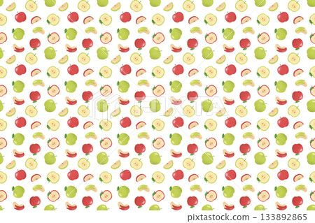 Watercolor seamless pattern of apples and green apples. Background material. Fruit illustration. Design material. 133892865