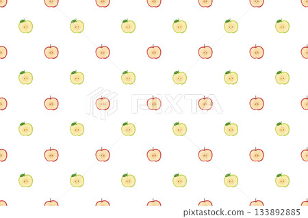 Watercolor seamless pattern of apples and green apples. Background material. Fruit illustration. Design material. 133892885