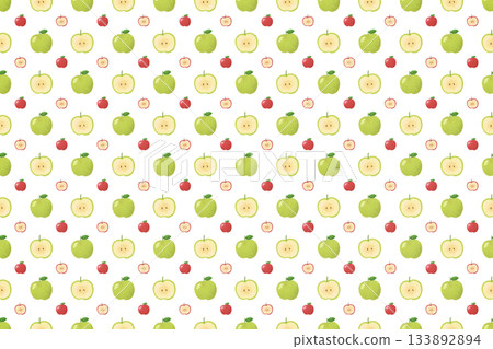 Watercolor seamless pattern of apples and green apples. Background material. Fruit illustration. Design material. 133892894