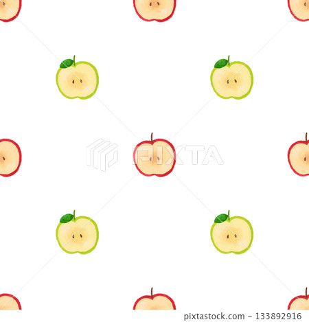 蘋果水彩無縫圖案背景素材，水果插畫設計素材 133892916