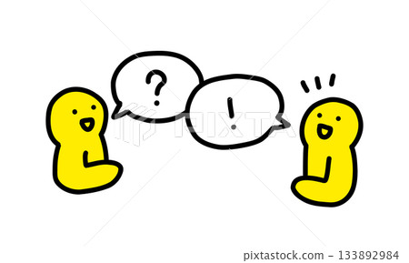 Illustration of two people having a question and answer session | Hand-drawn illustration icon Illustration of two people having a question and answer session | Hand-drawn illustration icon 133892984