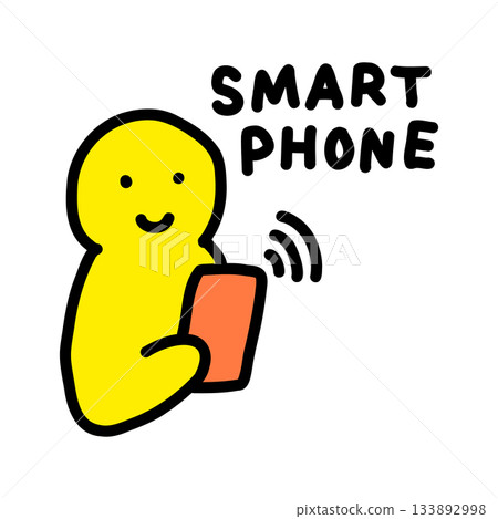 使用智慧型手機的人們 | 手繪插圖圖標 133892998
