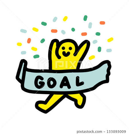 Person cutting the finish line | Hand-drawn illustration icon Person cutting the finish line | Hand-drawn illustration icon 133893009