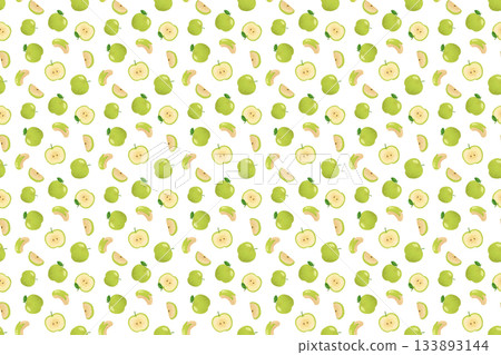 Green apple watercolor seamless pattern background material fruit illustration design material 133893144