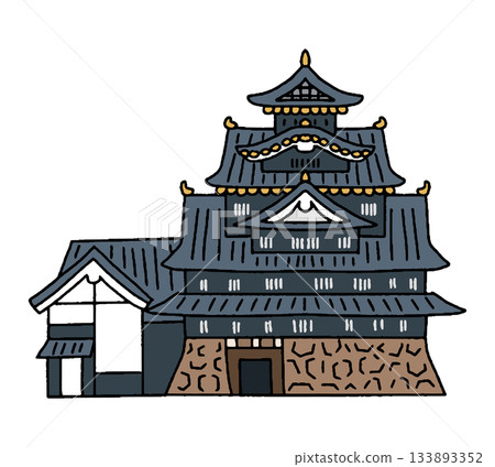 岡山城手繪插圖 133893352