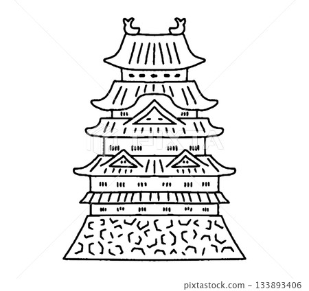 Nagoya Castle hand-drawn illustration Nagoya Castle hand-drawn illustration 133893406