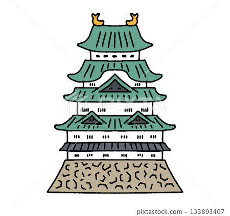Nagoya Castle hand-drawn illustration 133893407
