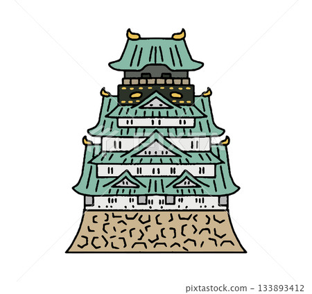 大阪城手繪插圖 133893412