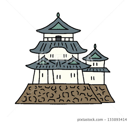 手繪和歌山城插圖 133893414