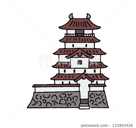 手繪會津若松城插圖 133893426