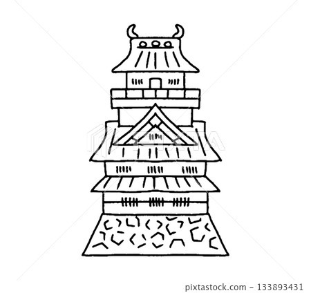 Hand-drawn illustration of Gifu Castle 133893431