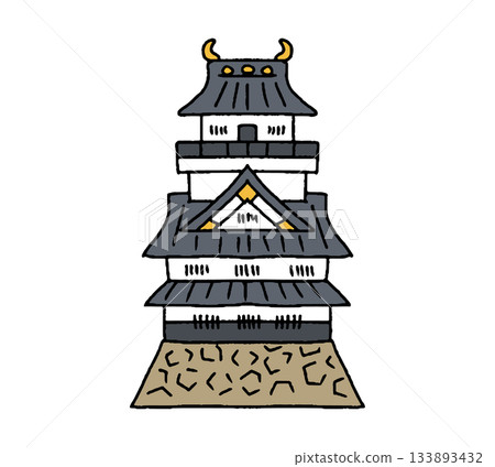 岐阜城手繪插圖 133893432