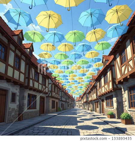 遊戲背景：一座舉辦天空傘節的中世紀城市。 133893435