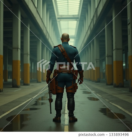 Hero standing strong in an abandoned warehouse at night Generative AI Hero standing strong in an abandoned warehouse at night Generative AI 133893496