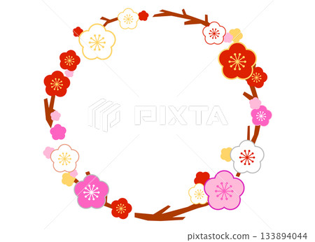 Illustration of a plum blossom wreath 133894044