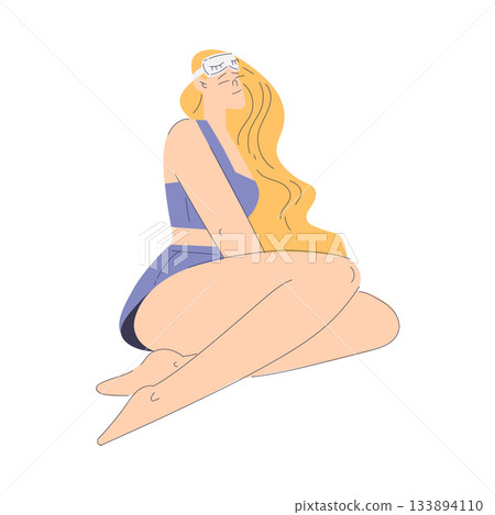 Woman in Pajamas Have Party Enjoy Sleepover Vector Illustration 133894110