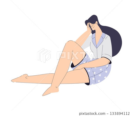Woman in Pajamas Have Party Enjoy Sleepover Vector Illustration Woman in Pajamas Have Party Enjoy Sleepover Vector Illustration 133894112