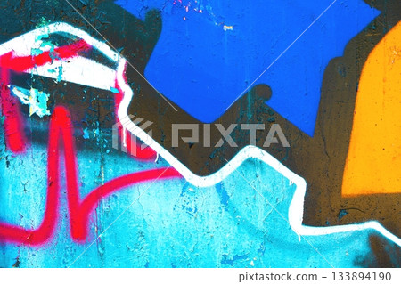 Abstract Urban Graffiti Pattern in Bold Blue, Red, Orange for Modern Y2K Aesthetic Abstract Urban Graffiti Pattern in Bold Blue, Red, Orange for Modern Y2K Aesthetic 133894190