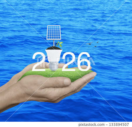 Happy new year 2026 green ecology and saving energy concept 133894507