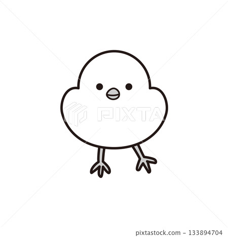 Illustration of a long-tailed tit facing the front 133894704