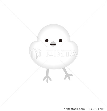 Illustration of a long-tailed tit facing the front 133894705
