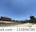 The tower of Kofuku-ji Temple stands out against the blue sky 133894780