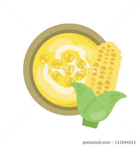 Corn soup/potage illustration (with corn) 133894813