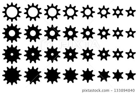 一組各種形狀的齒輪圖示向量插圖 133894840