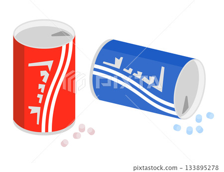 Illustration of cola and cider flavored ramune candies 133895278