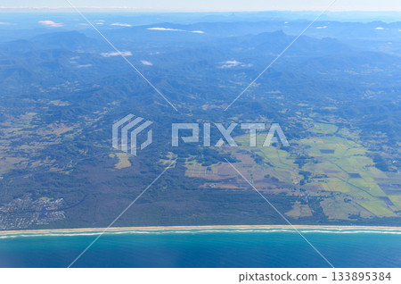 A beautiful view of the Gold Coast from a landing plane A beautiful view of the Gold Coast from a landing plane 133895384
