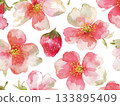 Strawberry flower art wallpaper material 133895409