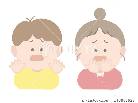 男孩和女孩做出厭惡的表情，擺出姿勢，臉部表情 133895625