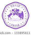 Chile stamp with state seal or coat of arms, travel stamp, shabby postmark of Chile, vector 133895811