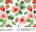 Watercolor Strawberry Flower Art Illustration 133896253