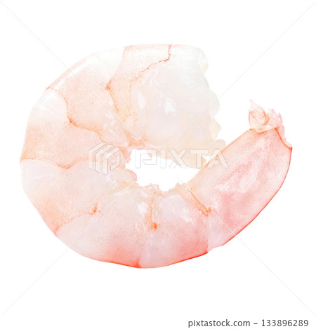 Delicious fresh cooked and peeled pink shrimp. single appetizing seafood prawn food ingredient for healthy meal 133896289