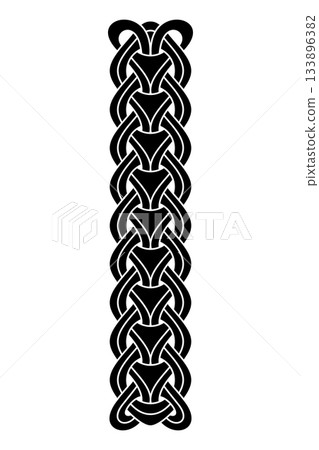 Three interlaced chains, a vertebral pattern found on Manx runestones. Composed of 3 distinct sets of linked rings interlaced, with Y-shaped lower part, symbolizing foliage of sacred tree Yggdrasil. Three interlaced chains, a vertebral pattern found on Manx runestones. Composed of 3 distinct sets of linked rings interlaced, with Y-shaped lower part, symbolizing foliage of sacred tree Yggdrasil. 133896382