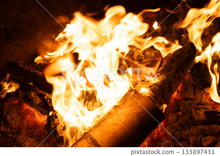 Abstract Fire Bokeh Background: Blurred Orange and Yellow Flames. Abstract Fire Bokeh Background: Blurred Orange and Yellow Flames. 133897431