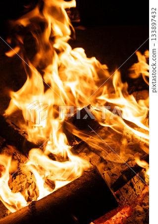 Background of Firewood Heating up with Bright Flames. Background of Firewood Heating up with Bright Flames. 133897432