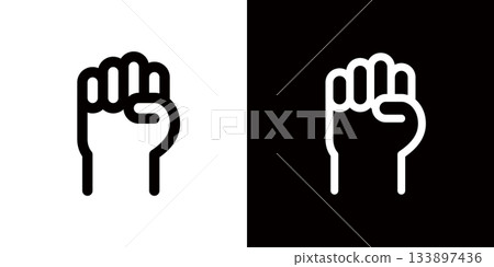 Fist and fist pump hand icons, protest and strike icons 133897436