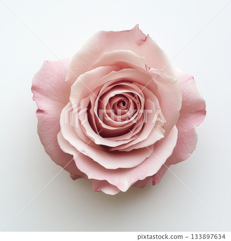 Beautiful pale pink rose with delicate petals on a white background showcasing elegance and natural beauty 133897634