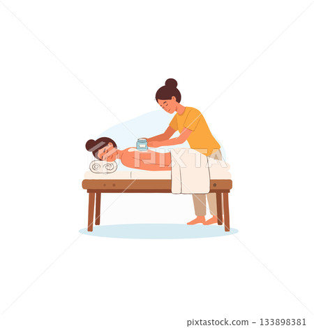 Relaxing cupping therapy session illustrating health wellness and alternative medicine treatments Relaxing cupping therapy session illustrating health wellness and alternative medicine treatments 133898381