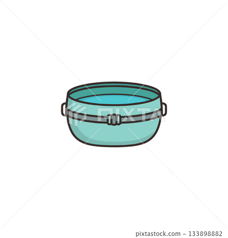 A simplistic illustration of a cyan container filled with refreshing clear liquid creating a A simplistic illustration of a cyan container filled with refreshing clear liquid creating a 133898882