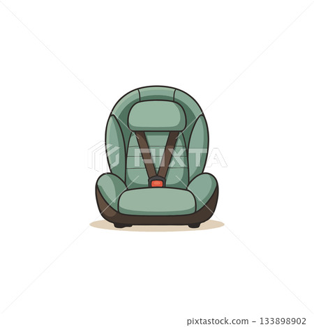 Illustrative car seat depiction emphasizing safety features and essential for child securement Illustrative car seat depiction emphasizing safety features and essential for child securement 133898902