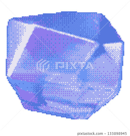 Realistic diamond pixel art vector icon, gem stone pearl shine, retro 8 bit video game blue shimmering crystal jewelry Realistic diamond pixel art vector icon, gem stone pearl shine, retro 8 bit video game blue shimmering crystal jewelry 133898945