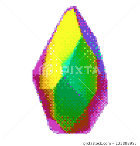 Colorful diamond pixel art vector icon, retro 8 bit videogame shiny gem stone, crystal glass jewelry treasure and wealth Colorful diamond pixel art vector icon, retro 8 bit videogame shiny gem stone, crystal glass jewelry treasure and wealth 133898953