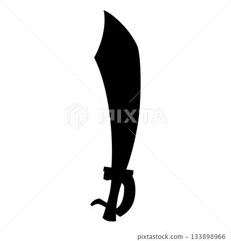 Black silhouette of a curved saber, medieval weapon, fantasy. 133898966