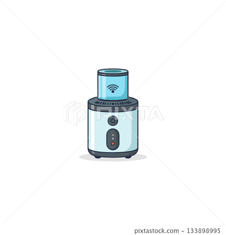 Modern minimalist humidifier illustration showcasing connectivity features and sleek design for Modern minimalist humidifier illustration showcasing connectivity features and sleek design for 133898995